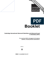 Data Booklet: Cambridge International Advanced Subsidiary and Advanced Level in Chemistry (9701)