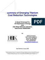 Summary of Emerging Titanium Cost Reduction Technologies