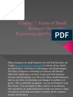 Chapter 7: Forms of Small Business Ownership, Registering and Organizing