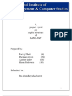 Project Report On Capital Structure of Ranbaxy