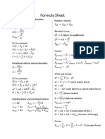 Physics 1 Formula Sheet