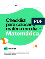 Checklist para Colocar A Matéria em Dia - Matemática