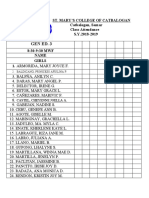 Gen Ed. 3: Class Attendance S.Y.2018-2019