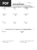 Name: - Date: - Period: - Composite Function Worksheet