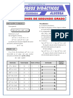 Ejercicios de Inecuaciones de Segundo Grado para Quinto de Secundaria PDF