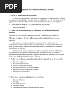 Preguntas de Administracion de Personal