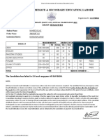 Board of Intermediate & Secondary Education, Lahore: The Candidate Has Failed in E.II and Reappear LL SUP.2020