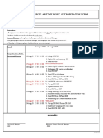 Irregular Time Work Authorization Form: Employee Name: Ansi Resmi Sari Position: QC Admin Department: Qa/Qc