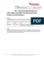 NPS/001/009 - Technical Specification For 11kV, 20kV and 33kV Pole Mounted Auto-Reclose Circuit Breakers