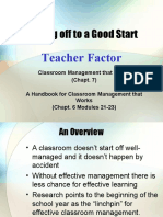 Getting Off To A Good Start: Teacher Factor