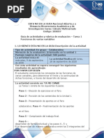 Unidad 1 - Tarea 1 - Funciones de Varias Variables