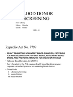 Blood Donor Screening: Arce Lubang Bolima Mondoy Gocela Penero Bmls 4D