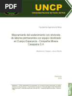 Mejoramiento Del Sostenimiento Con Shotcrete de Labores Permanentes Con Equipo Robotizado en Cuerpo Esperanza - Compañía Minera Casapalca S.A