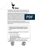 Installation and Operation Instructions For The Bluestar Infra-Red Salamander Broiler