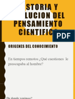 Historia y Evolucion Del Pensamiento Cientifico