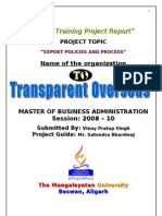 Transparent Overseas Project File On Export Policies and Process