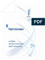 Patent Information: Lutz Mailänder Head, Patent Information Section Global IP Infrastructure Sector