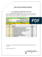 Certificado de Operatividad Tableros