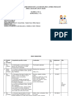 Planificare Calendaristică La Disciplina Limba Engleză ANUL ȘCOLAR 2019-2020 Clasa A Ii-A