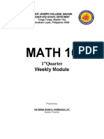 Math 10: 1 Quarter Weekly Module