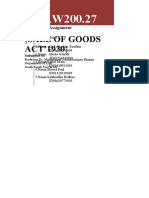 Sale of Goods ACT'1930: Group Assignment