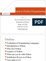 Introduction To Python Programming: Dr. R. Rajeswara Rao Professor & Head Dept. of CSE Jntuk-Ucev Vizianagaram