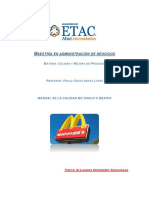 PROYECTO. INFORME DE MÉTODOS ESTADÍSTICOS PARA EL ESTUDIO DE LA CALIDAD. MC DONALDS MEXICO (Parte 1) OK