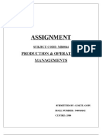 Assignment: Production & Operations Managements