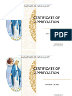 Certificate of Appreciation: San Antonio de Padua Parish