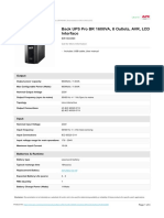 Back UPS Pro BR 1600VA, 8 Outlets, AVR, LCD Interface: Technical Specifications