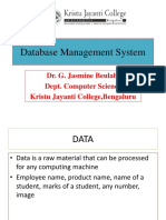 Database Management System: Dr. G. Jasmine Beulah, Dept. Computer Science Kristu Jayanti College, Bengaluru