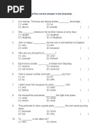 Write The Number of The Correct Answer in The Brackets