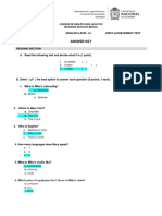 1A FIRST ACHIEVEMENT TEST Answer Key - 2019-SM2