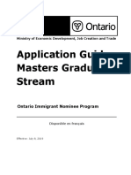 Application Guide: Masters Graduate Stream: Ontario Immigrant Nominee Program