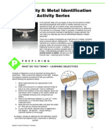 Activity 8: Metal Identification Metal Activity Series: Prep Aring