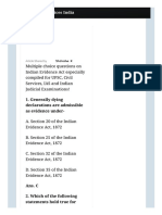 Multiple Choice Questions On Indian Evidence Act PDF