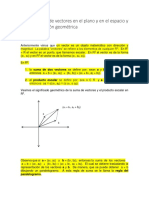 1.1 Definición de Vectores en El Plano y en El Espacio y Su Interpretación Geométrica