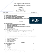 Lyceum English Medium School Half Yearly Examination (2020-21) Phase-2 Class VIII Subject-Biology