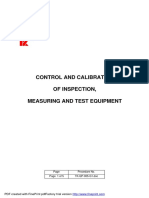 Control and Calibration of Inspection, Measuring and Test Equipment