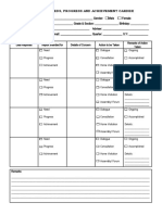 Learner'S Needs, Progress and Achievement Cardex