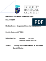 Assignment - VALIDITY OF THE LINTNER MODEL ON MAURITIAN CAPITAL MARKET PDF