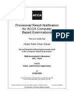 Provisional Result Notification For ACCA Computer Based Examinations