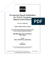 Provisional Result Notification For ACCA Computer Based Examinations