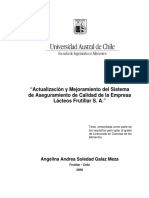 Actualización y Mejoramiento Del Sistema de Aseguramiento de Calidad de La Empresa Lacteos Frutillar S.A.