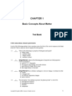 Basic Concepts About Matter: Test Bank