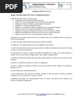 Trabajo Práctico #2. Primer Principio de La Termodinámica1