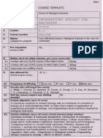 Introductory Biology FOR Engineers 3-0-2 4.0 SBL100: Course Template