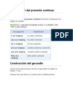 Conjugación Del Presente Continuo Cuadernillo 4