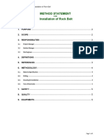 Method Statement Installation of Rock Bolt