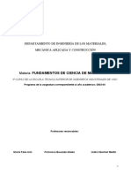 Fundamentos de Ciencia de Materiales: Departamiento de Ingeniería de Los Materiales, Mecánica Aplicada Y Construcción